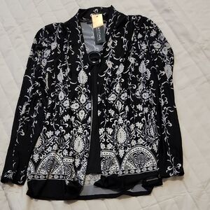 Apt. 9 Black and White Patterned Blouse